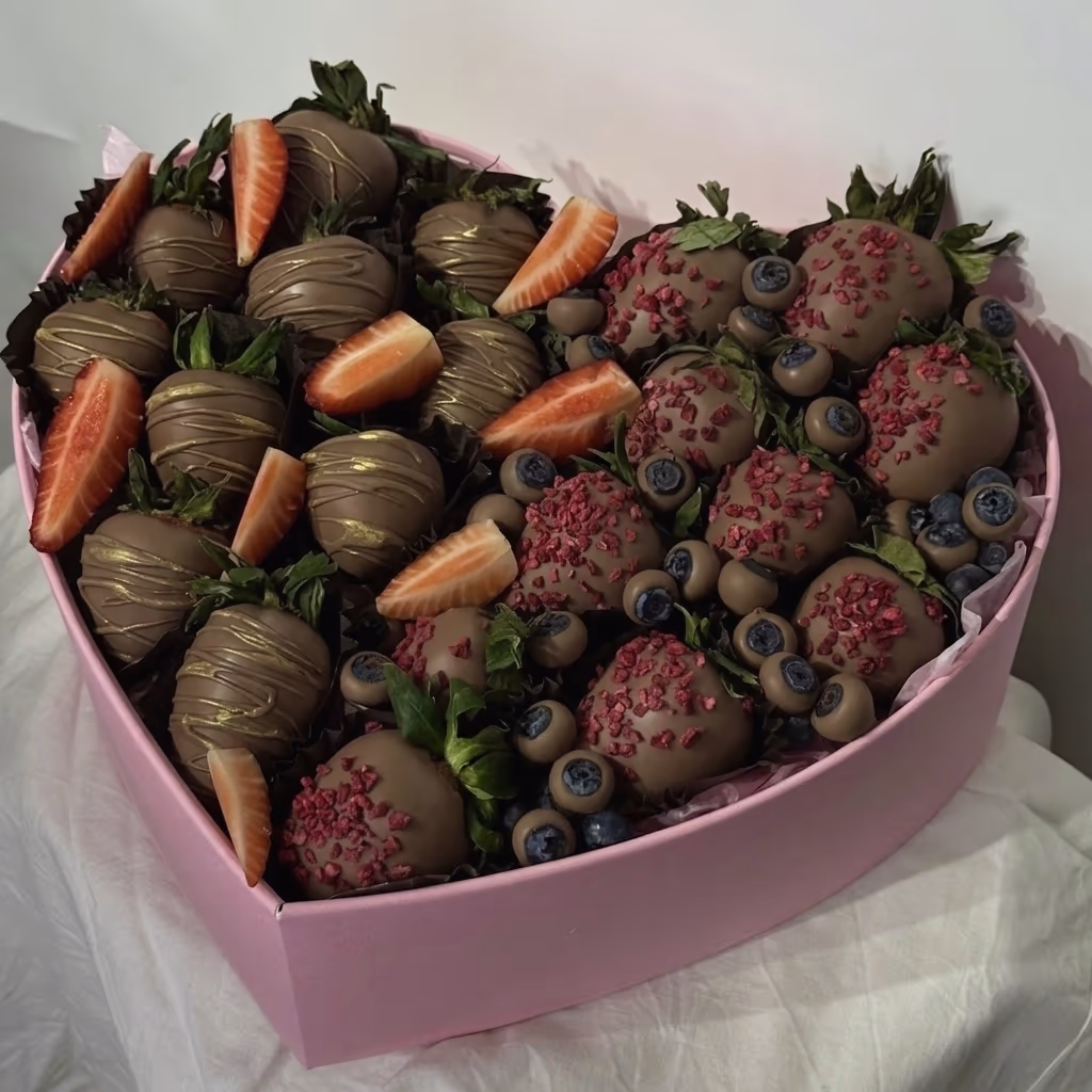 Клубника в шоколаде в коробке сердце M — THE ÁME Flowers